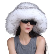 หมวกเฟอร์ขนยาวสำหรับผู้หญิงหมวกชาวประมงตุ๊กตาผ้าที่อบอุ่นในฤดูหนาวสำหรับกิจกรรมกลางแจ้งหมวกสำหรับสภา