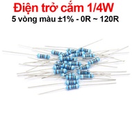 [Shocking DEAL] (100 Pieces) Plug-in resistor 1/4W 5 color rings ±1% - value 0R to 120R