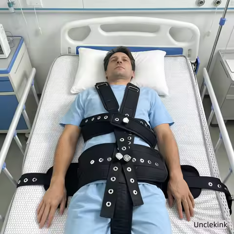 Patient Positioning Aids Magnetic Locking Restraint Set Adjustable Shoulder Waist Crotch Straps for 