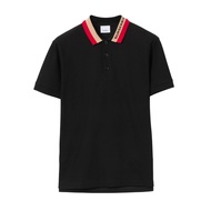 BURBERRY Logo Detail Cotton Piqué Polo Shirt, Black