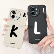 For Vivo Y38 Y58 5G Case V2355 Cute Lucky Letters Soft White Black Silicone Lens Protective Cover Fo