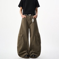 Retro American Style Curved Blade Baggy Jeans