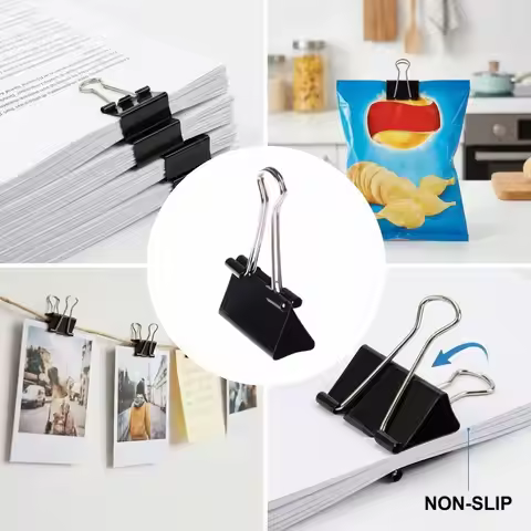 Securing Black Metal Binder Clips 25mm Paper Binding Paper Clip Binding Clips Stationery