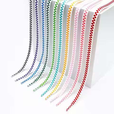 Classic Flat Checkerboard Shoelaces for Sneakers AF1 Wave Shoelace Sports Casual Canvas Basketball T
