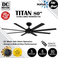 MAVA TITAN 80 Inch DC MOTOR REMOTE CONTROL 5 SPEED 8 BLADE CEILING FAN