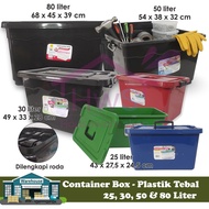 Storage Box Jumbo Black Wheeled Container Box 25 Liters 30 Liter/ 50 Liter/ 80 Liter/