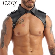 Men Shoulder Hombre Body Chest Harness Zentai Lapel Bondage Gay Costume Nightclub Performance Tops P