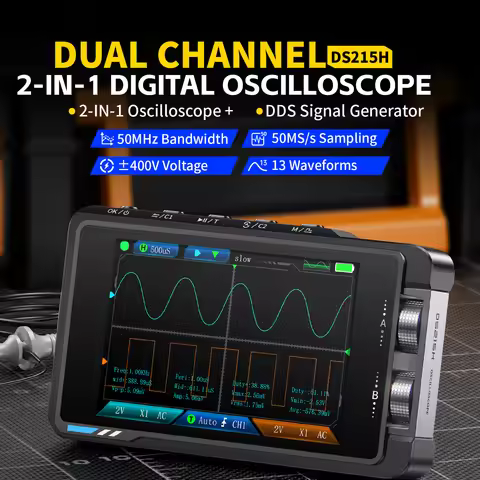 DS215H 2 in 1 Mini Repair tool, Dual channel, 50MHz Bandwidth, 250MS/s Sampling Rate, Supports 8 Lan