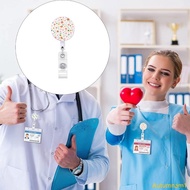 Autumnan1 Flower Badge Holder Retractable Badge Holder with Metal Clip ABS Badge Holder