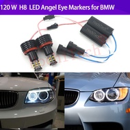 for BMW X5 E70 X6 E71 E90 E91 E92 M3 E89 E82 E87 Head Lamp 120W 12V 2pcs H8 LED Angel Eyes Headlight