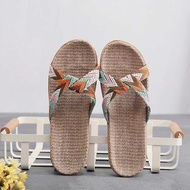 slippers for women bedroom slippers slippers Influencer Couple Indoor Linen Rattan Grass Weaving Uni
