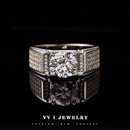 Vvi แหวนเงินแท้ 925 เพชรโมอีส แหวนเพชร ชาย คู่รัก ของขวัญแฟน หมั้น 1ct vvs/d ใบรับรองGRA