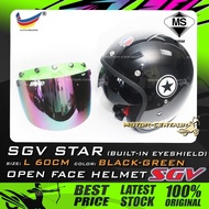 SET KOMBO TOPI KELEDAR SGV STAR HELMET METALLIC BLACK SIZE: L 60CM (SIRIM CERTIFIED) + BIKKO/BOGO GR