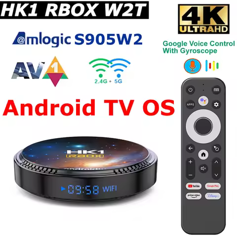 HK1 RBOX W2T ATV Android TV 11 Smart TV Box Amlogic S905W2 4GB 64GB AV1 Voice Control 2.4G 5G Dual W