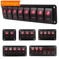 【Forever】 Marine 2/3/4/5/6/ 8 Group Rocker Switch Panel 5-pin for 12V/24V Cars ATV Trailers With Red