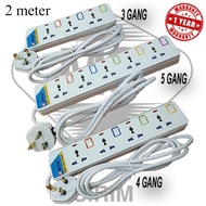 KSE 2 Meter Universal Trailing Extension Socket Adapter With LED Indicator (3Ways / 4Ways / 5Ways) -