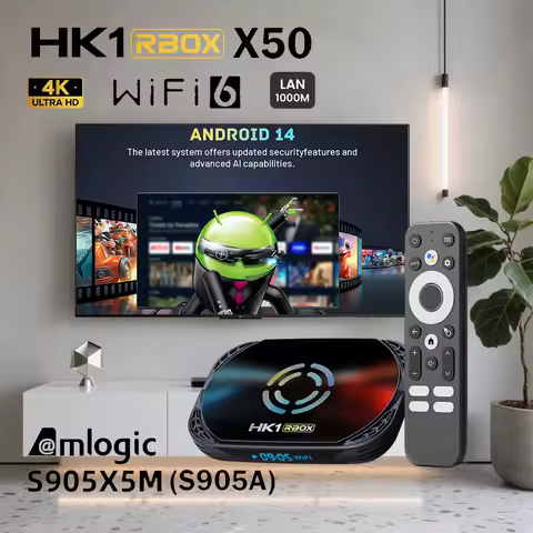 Android 14 HK1 RBOX X50 Smart TV BOX Amlogic S905X5M(S905A) Wifi6 1000M BT 2.4G/5G Dual WIFI Set Top