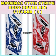 MODENAS CT115 STRIPE BODY COVER SET STICKER [ 1 ] - BLUE / RED