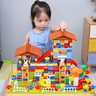 89PCS+Plate Big Size Slide Lego Building Blocks Compatible Lego Duplo City House Roof Big Particle B