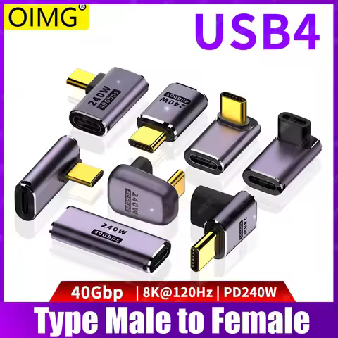 5A 240W USB4 OTG Type C To C Thunderbolt 4 Extension Cable Adapter L Style Male To Female To Female 
