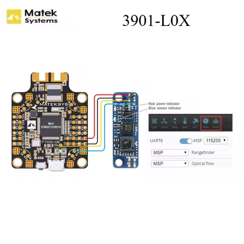 MATEK 3901-L0X 3901-LOX Optical Flow LiDAR Sensor Module INAV Compatible Works with PMW3901 for DIY 