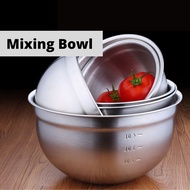 【SG】18cm 22cm 24cm 26cm 28cm Stainless Steel Bowl Deep Mixing Bowl Metal Bowls Salad Bowl with Degree Scale