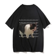 S-5XL Ahh Cat Funny Meme Graphic Print T-shirt Men Women Fashion T-shirts Cotton Casual Tee Shirt RE