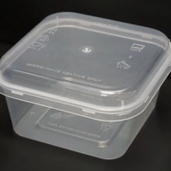 SQ450 450ml Square Plastic Container With Lids 50pcs/Pkt