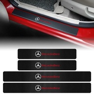 4PCS Carbon Fiber For Mercedes Benz AMG W124 W202 W203 W204 W210 W211 W212 W220 Car Door Sill Thresh