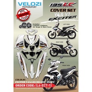 COVERSET LC135 V6 V7 ORIGINAL VELOZI EXCITER EXR CREAMY WHITE PUTIH SUSU STICKER STRIPE TANAM
