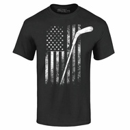 Distressed Hockey American Flag Patriotic T-shirt Hockey Shirts