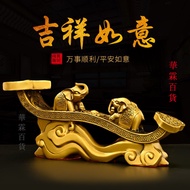 *** Pure Copper Ruyi Ornaments Lucky Elephant Living Room Entrance Office Table Decoration Gift Larg