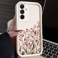 Pink Tulip Print Phone Case For Samsung Galaxy A73 A72 A71 A56 A55 A54 A53 A52 A51 A50 Matte Ladder 
