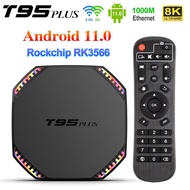 T95 PLUS TV BOX RK3566 ANDROID 11 DUAL BAND WIFI BLUETOOTH NETWORK PLAYER TV RECEIVERS IPTV SET TOP BOX 8K 5G WIFI BT STICK