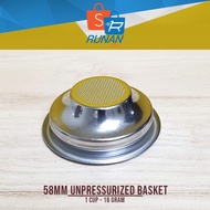 Unpressurized Portafilter Basket 58mm 1 Cup Funnel Basket 58 mm Single