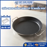 Viet Kim Premium Stainless Steel Pan with 2 Handles - Non-Stick, Induction Cooker, Durable, Convenie