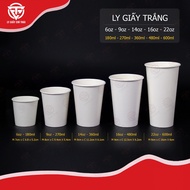 Box of 1000c paper cups, white paper cups 6oz/9oz/14oz/16oz/22oz for hot and cold drinks, iced tea, 