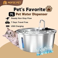 Pet Water Fountain Stainless Steel, 7L Pet Fountain Water Bowl with Multi-Filtration & Deeper Drinki