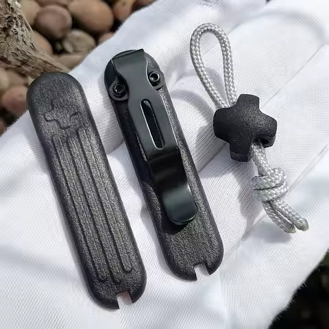 1 Pair Fibred Nylon Scales with Clip for 58mm Victorinox SAK Modify, 58 Handle Scale with Tweezers&T
