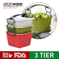 🔥READY STOCK🔥 Elianware 3 Layer Tier/ 4 tier Microwaveable BPA Free Square Tiffin Food Carrier Lunch