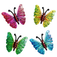 Metal Butterfly Wall Art Spring Wall Sculpture 4PCS Garden Decoration Spring Wall Sculpture Iron Hang Metal Wall Decorations For Home Yard Patio workable