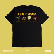 SEA FOOOD Spongebob Tempe Penyet Spanduk Pecel Lele Kaos Anime Manga Baju Jepang DJA Cloth