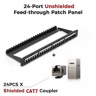 ZoeRax แผงกระจายสายไฟหุ้มฉนวน24พอร์ตพร้อม Cat7 Cat6A Cat6 Cat5E Coupler ถอดได้19นิ้ว1U แผงกระจายสายไ