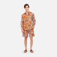 Sarung Lasem Cotton Silk Classic Long Sleeve Shirt - Blue/Orange