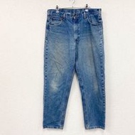 二手 Carhartt 牛仔褲，拉鍊門襟，皮革貼片，靛藍色，尺寸 W38