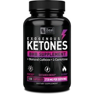 Keto BHB Exogenous Ketones Pills (2720mg | 120 Capsules) Keto w. goBHB Salts, Natural Caffeine & L-C