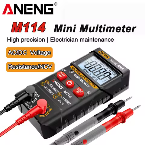 ANENG M114 Smart Mini Multimeter Digital 4000 counts DC/AC voltage Backlit bright screen NCV Resista