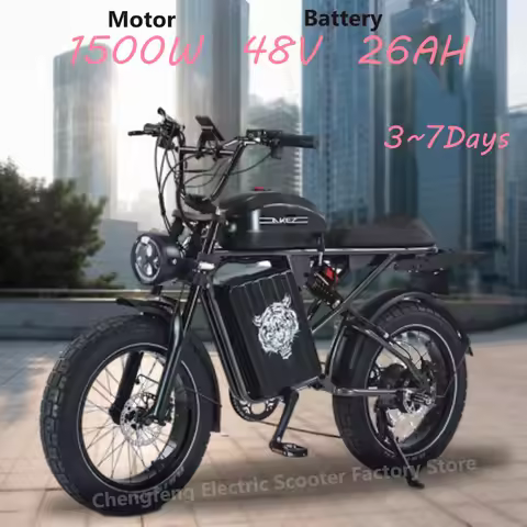 Ebike AKEZ S2Pro ​​1500W 48V 36AH Fat Tires Full Suspension Cross-Hybrid Bike Hub Motor, 20 inches A