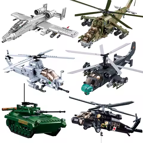 Ka-52 F35 Mi-24 A10 Stryker Military Helicopter Tank Russia US Modern War Airplane Model Building Bl