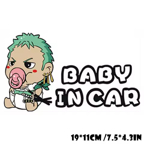 Baby on Board Warning PVC Decals Funny ONE PIECE Anime Sticker Waterproof Auto Decorative Films Acce